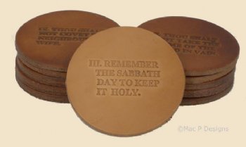10 Commandment Coaster Set - Leather