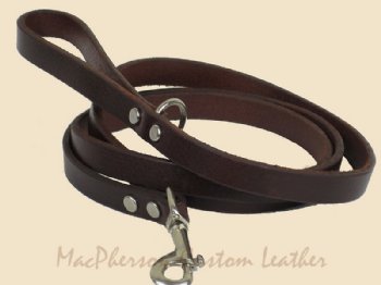 Dog Leash Leather with Ring at Hand Hold